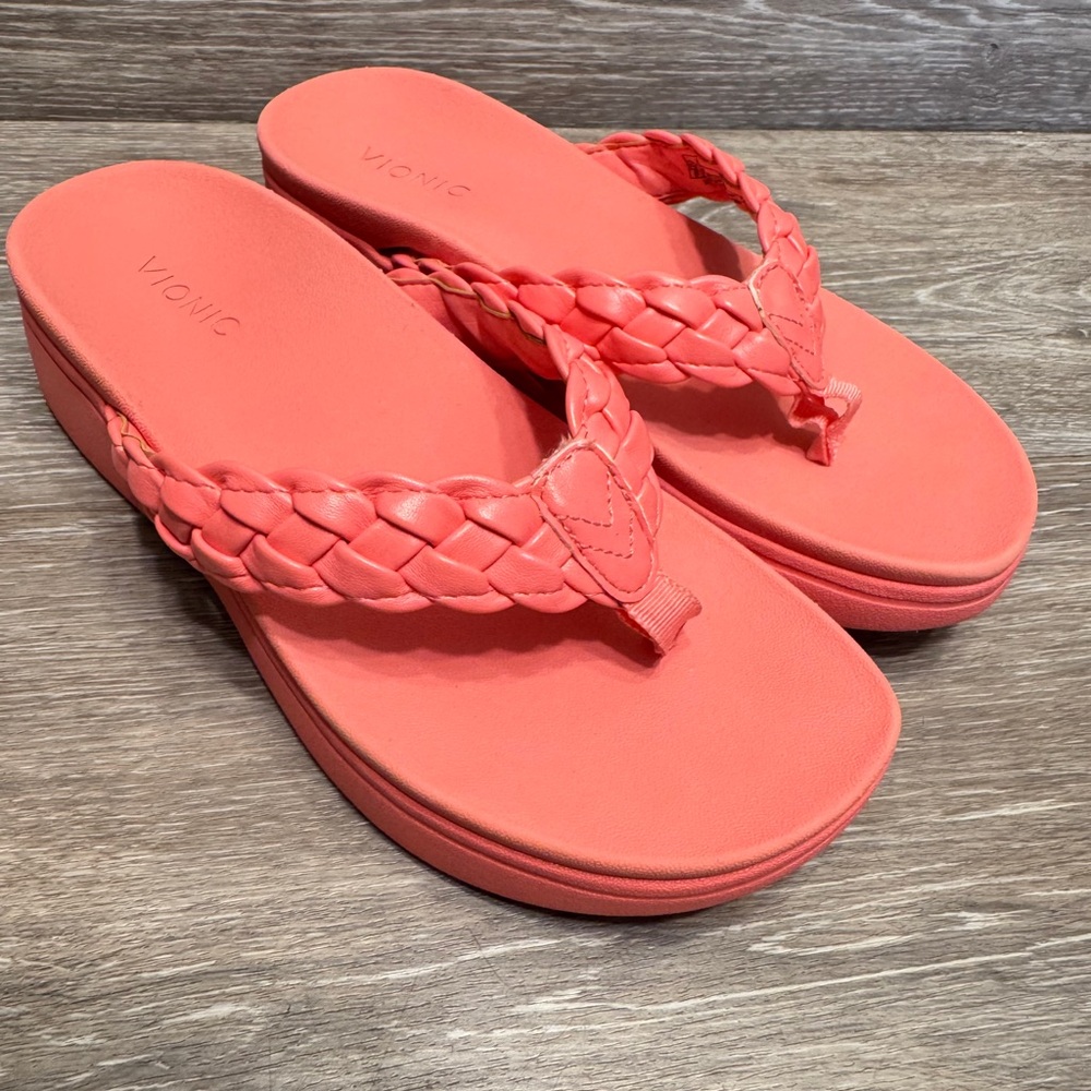 Vionic Coral Braided Thong Platform Sandals